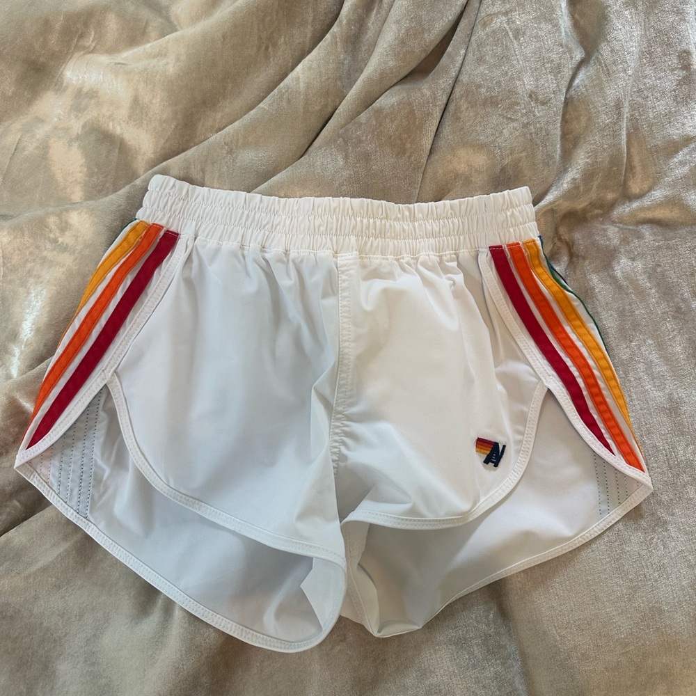 Aviator nation 5 stripe flex board shorts white XS